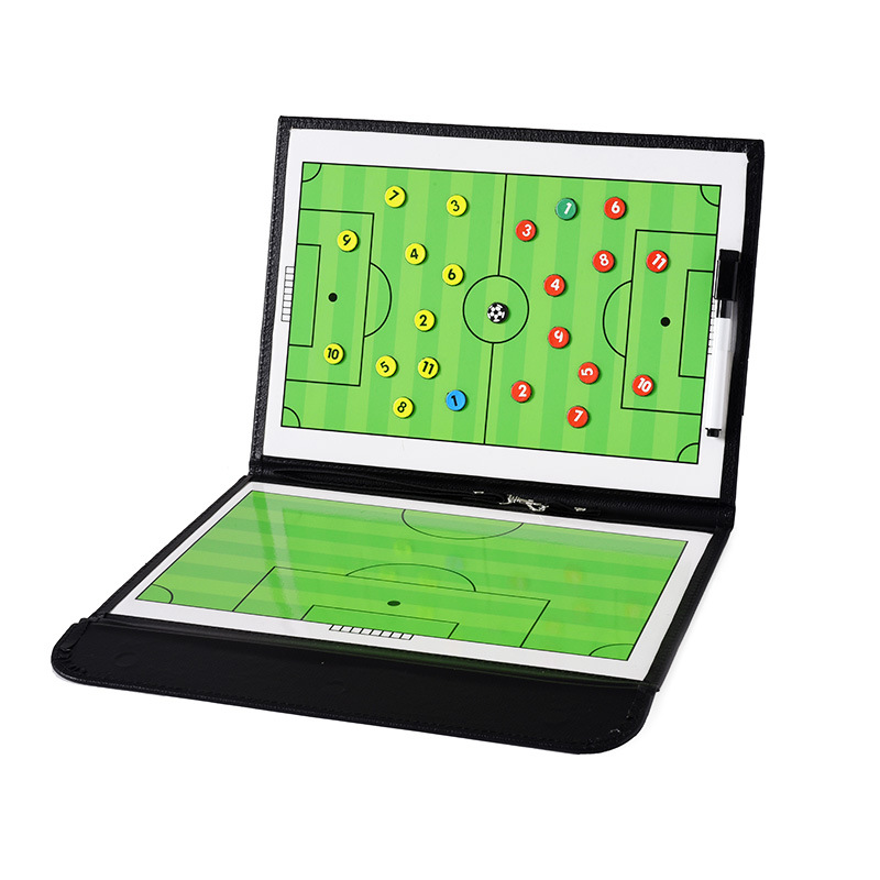 Football Tactical Board 2.5 Folding Coach Board Leather Teaching Board Color Folding Magnetic Game Exercise Command Board