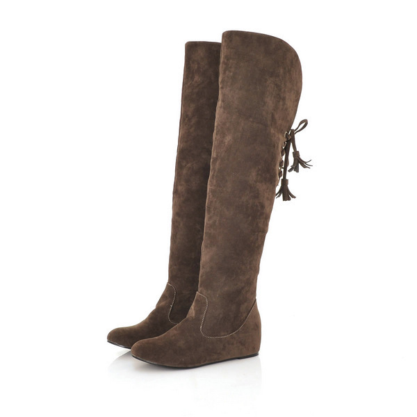 FS504079 Foreign Trade Winter Warm Snow Boots Frosted Boots Flat Heel Inner Height Over-the-Knee Boots Large Size Women's Boots