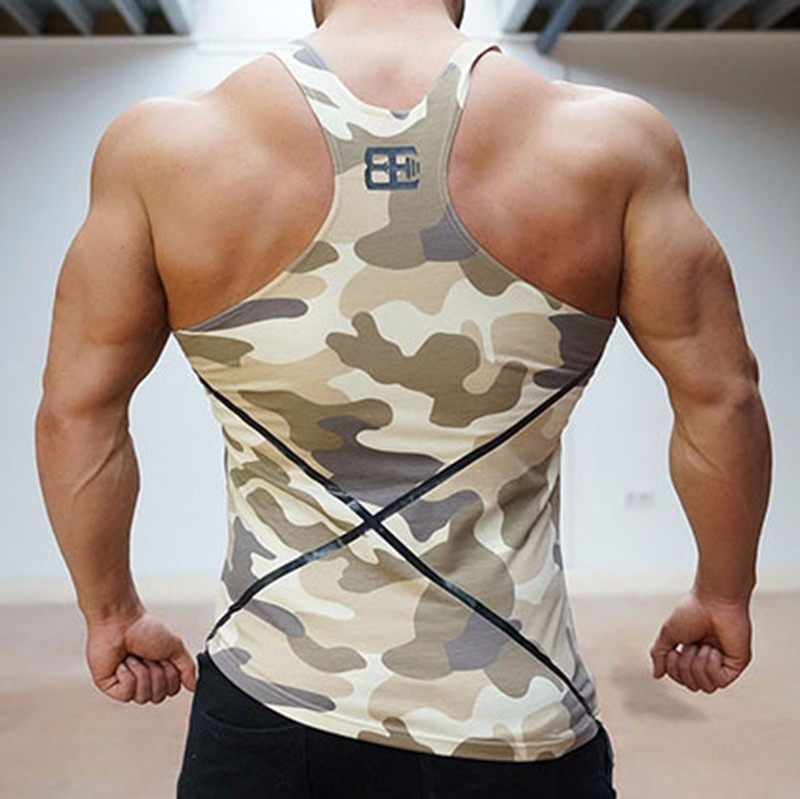 Muscle fitness men's summer new camouflage sleeveless running sports leisure vest a generation of hair