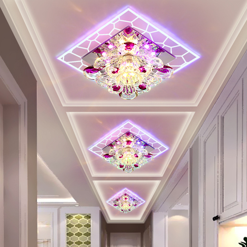 Wholesale Living Room Light Modern Simple Square Aisle Light Crystal Corridor Light Balcony Entrance Light led Spotlight Creative
