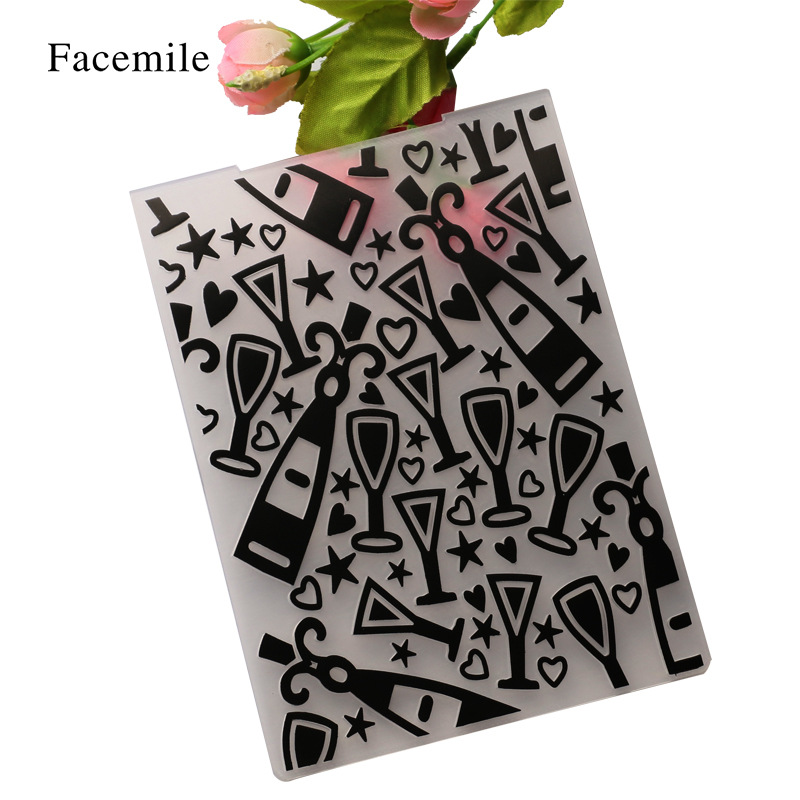 Five love wine bottle Christmas and other DIY plastic concave-convex embossing template embossing clip concave-convex plate embossing die