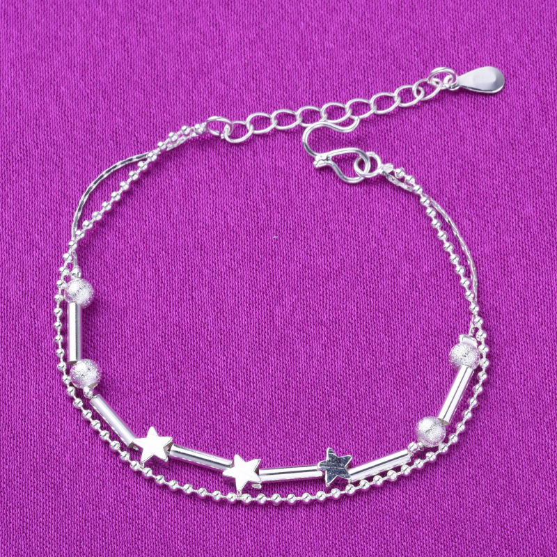 9.9 yuan Taobao silver bracelet women Korean version of simple summer retro small stars anklet small gifts wholesale