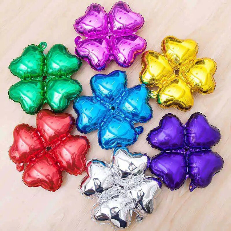 Four-wheel heart-shaped balloon aluminum foil balloon knot wedding decoration opening activities layout arches four-leaf grass balloon