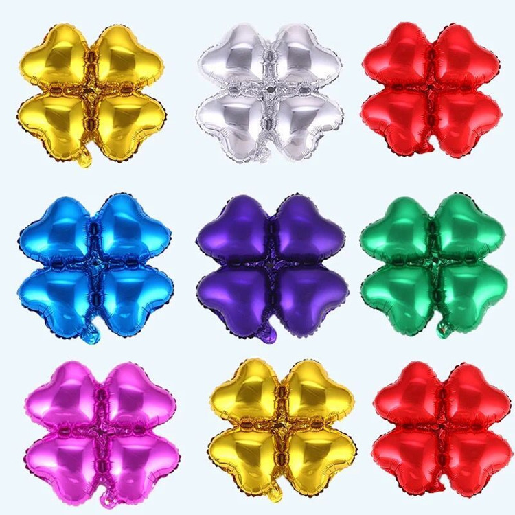 Four-wheel heart-shaped balloon aluminum foil balloon knot wedding decoration opening activities layout arches four-leaf grass balloon