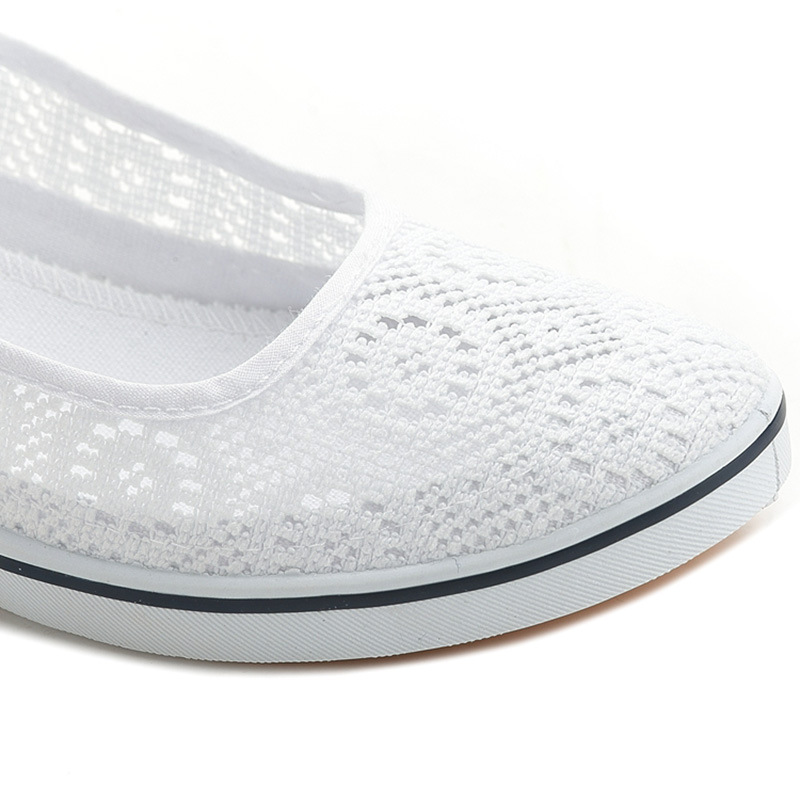 One-character Brand Nurse Shoes White Flat Mid-slope Women's Summer Beauty Shoes 2023 New Hollow Breathable White Shoes