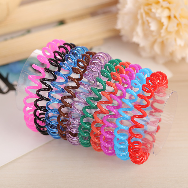 Candy color telephone line Hair ring elastic coil hair band headdress small telephone line hair rope hair accessories wholesale