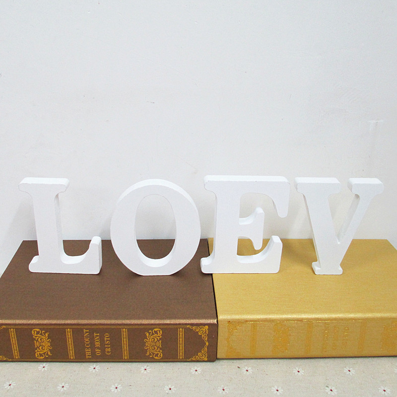 White wooden English letters and numbers decoration home wedding decoration shooting props Factory Direct in stock supply