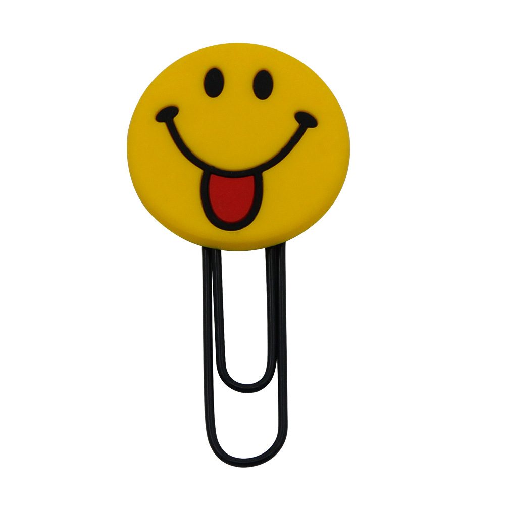 Smiley face large cartoon PVC flexible glue paper clip bookmark creative student supplies flip bookmark