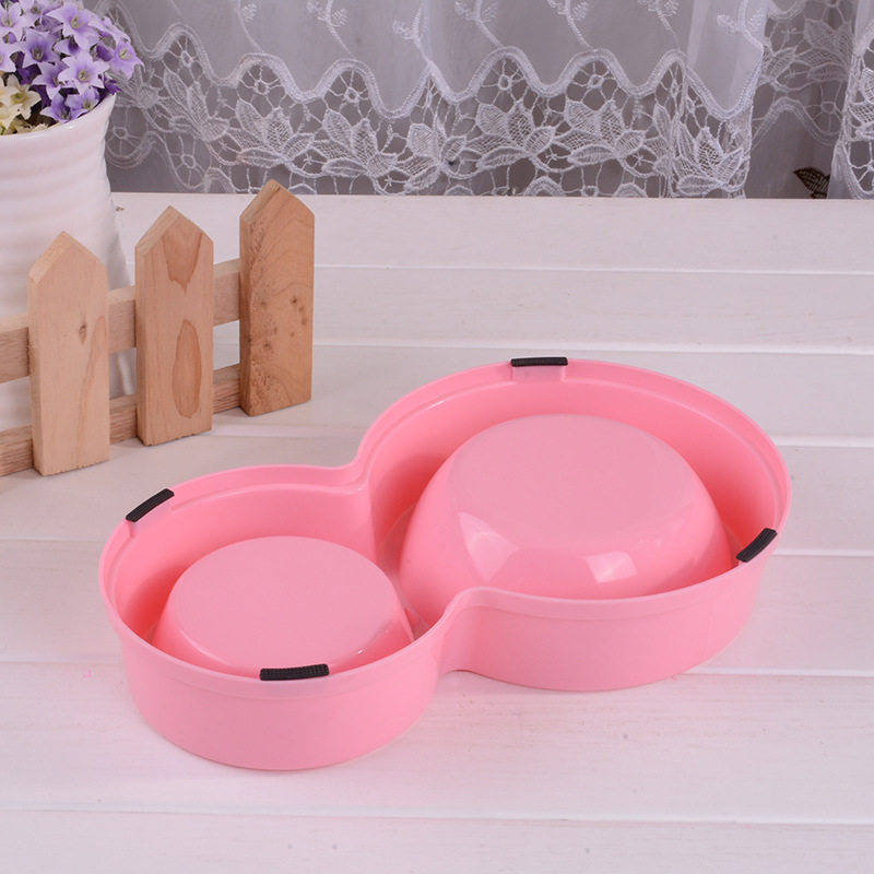 New pet stainless steel dog bowl pet supplies cat bowl pet bowl gourd double bowl multi-color optional