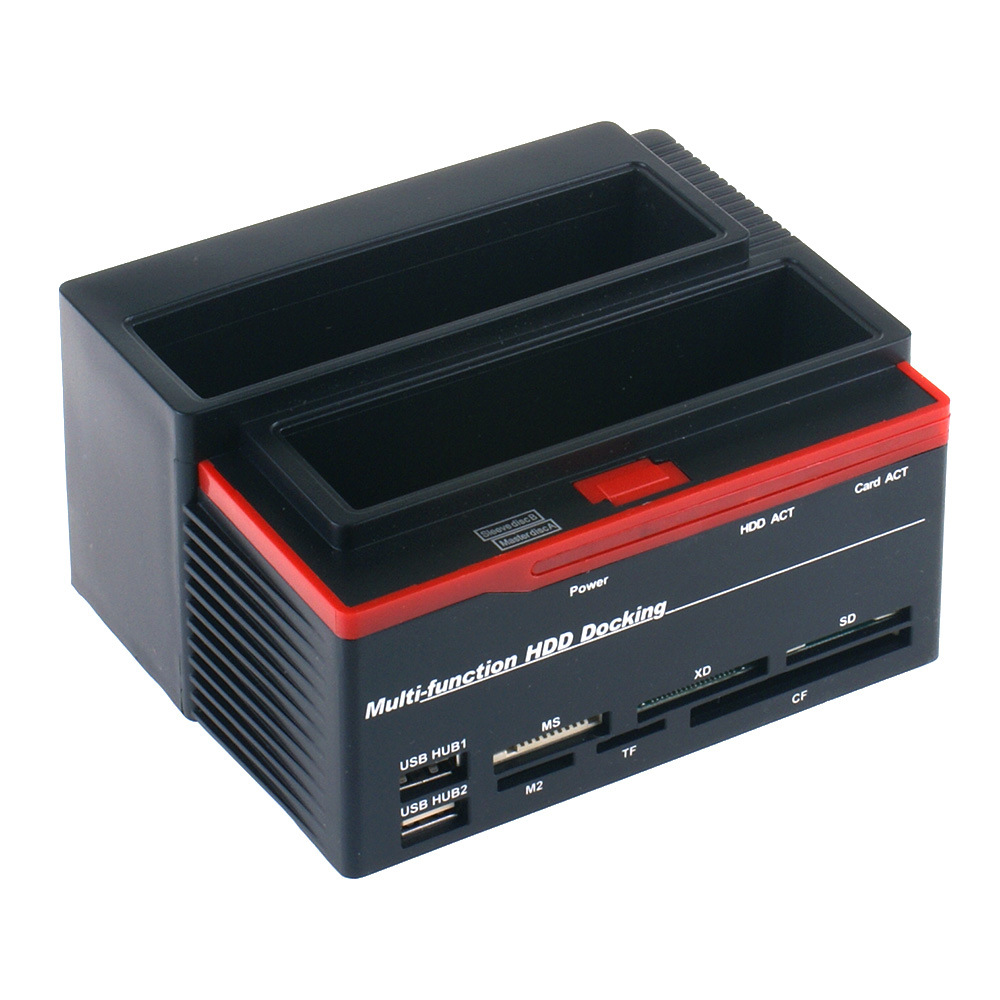 Mobile hard disk box 2.5-3.5 Dual-slot copy device IDE-SATA hard disk dual-use with card reader HUB