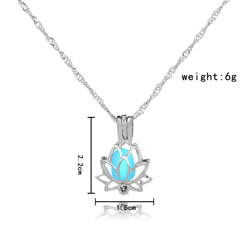 Factory direct European and American yoga lotus photo box luminous pendant necklace Amazon hot diy explosions