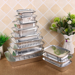 Disposable lunch box tin paper box oven pasta box Bowl take-out packaging aluminum foil box rectangular barbecue supplies