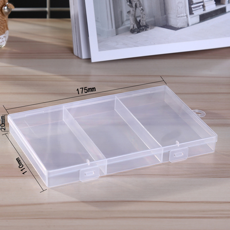 Transparent Plastic 3 Box Rectangular Jewelry Tool with Fish Hook Sample Parts Box First Fishing Gear Packaging Storage Box