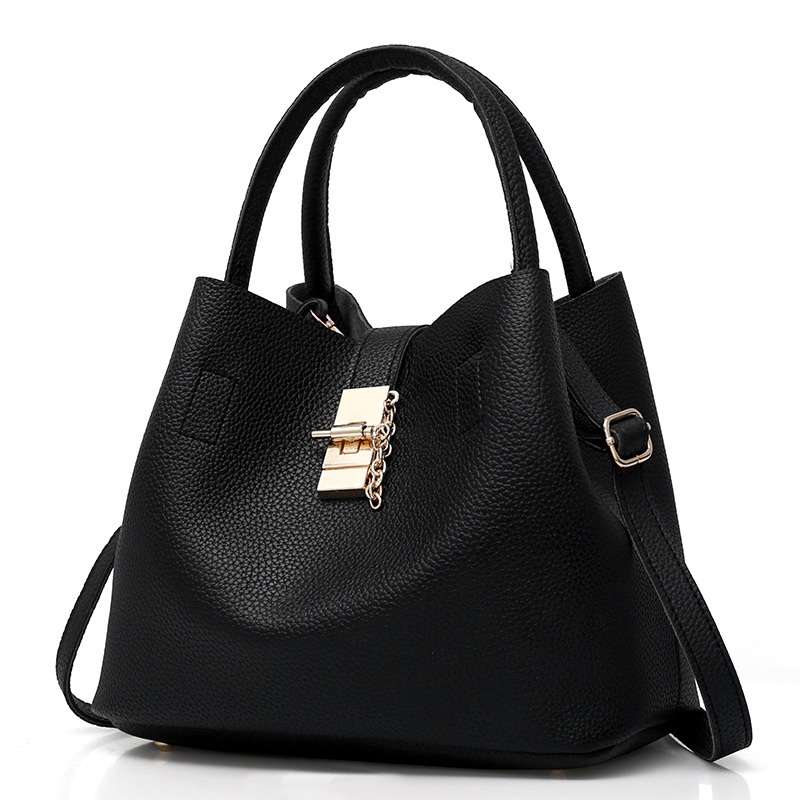 Stitching Shoulder Bag Women's Bag PU Bucket Bag Women's European and American Fashion Super Fiber Leather Hand Shoulder Crossbody Bag