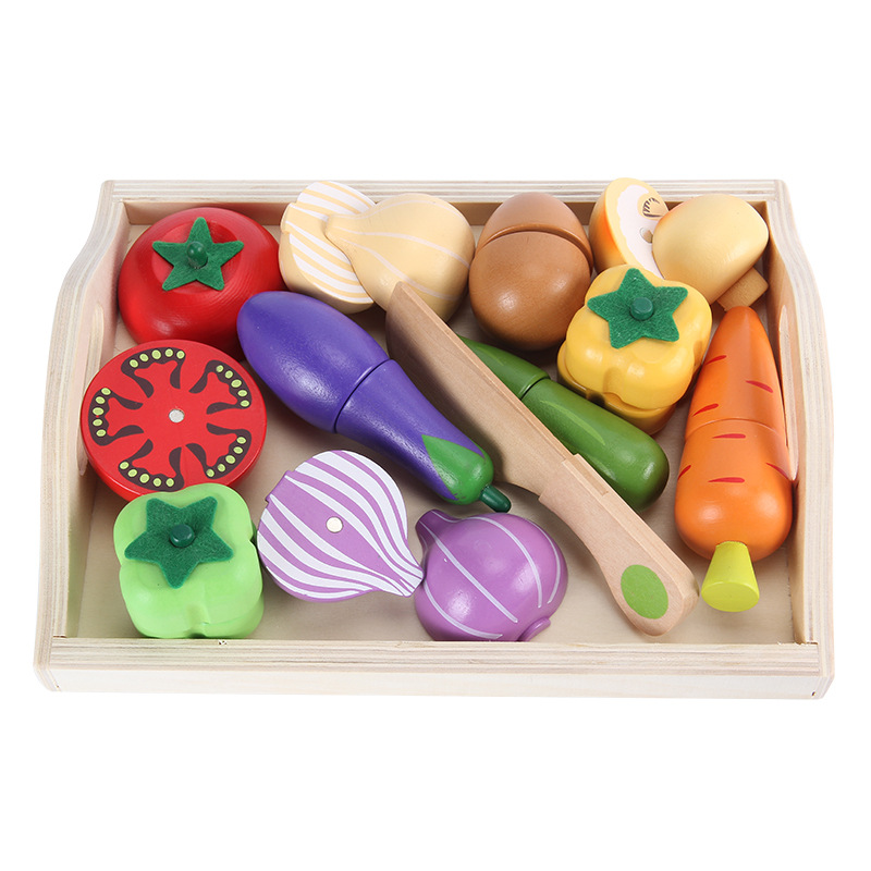 Children's wooden simulation kitchen toys fruits and vegetables cut to see boys and girls enlightenment teaching aids wholesale