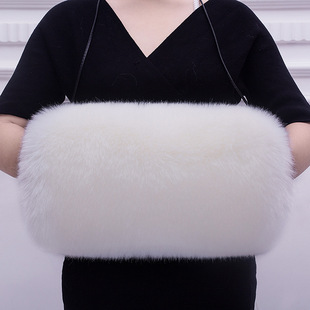 Hand cover tube thickened simulation fox fur hand warmer imitation fur warm hand bucket fur pillow shoulder strap hand cover baby