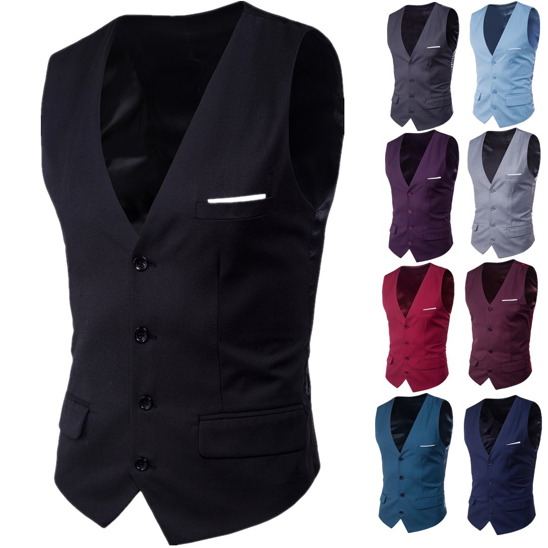 AliExpress ebay new men's slim fit suit vest plus size sleeveless vest formal wear European size vest thin coat