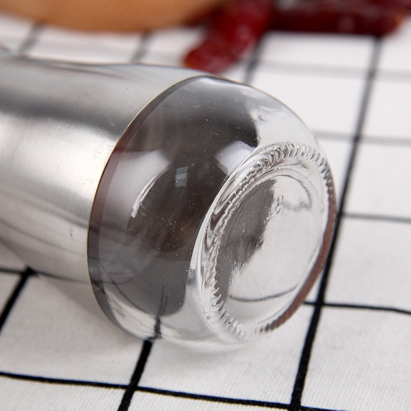 Kitchen supplies stainless steel glass seasoning jar seasoning bottle suit salt jar solid modern simple pepper and salt seasoning bottle