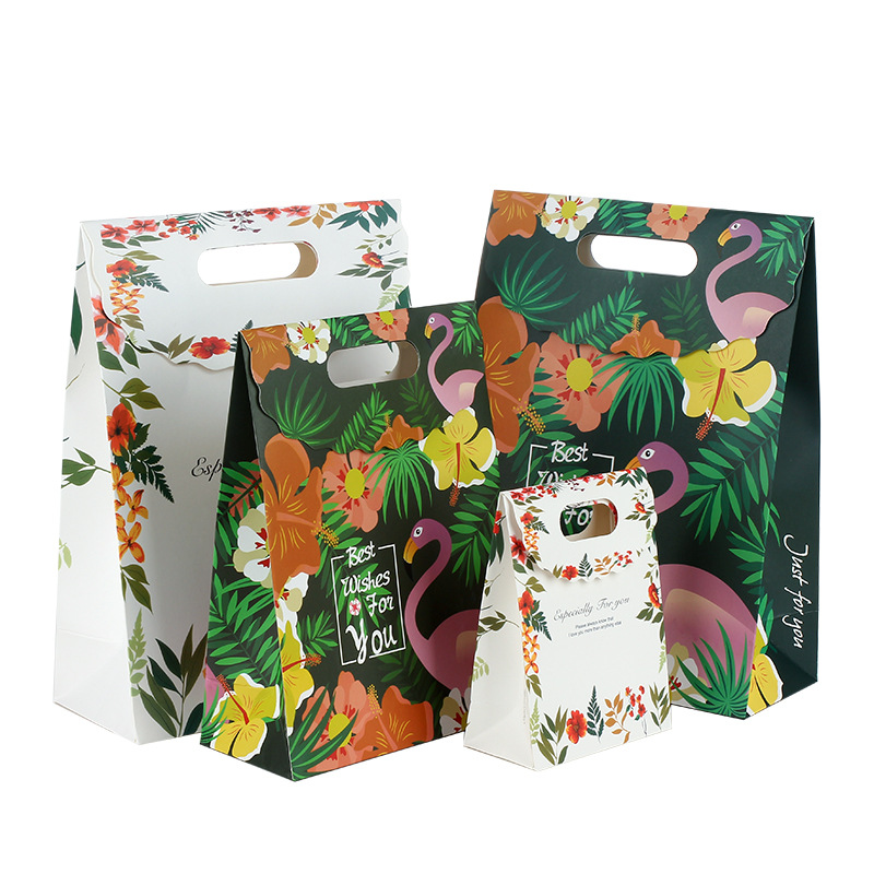 New Cartoon Flamingo Fresh Gift Bag Handbag Packing Bag Gift Bag Holiday Gift Bag Paper Bag