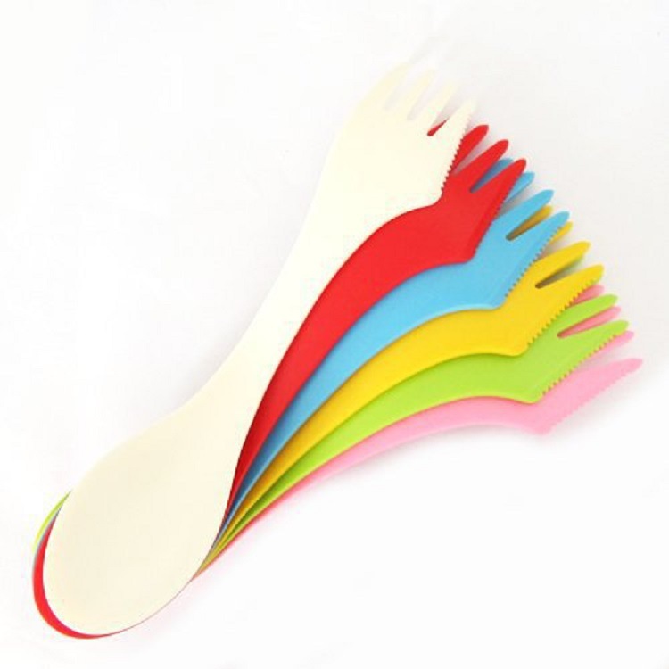 Knife, fork and spoon (three in one) D534 gift portable knife, fork and spoon 6 color optional