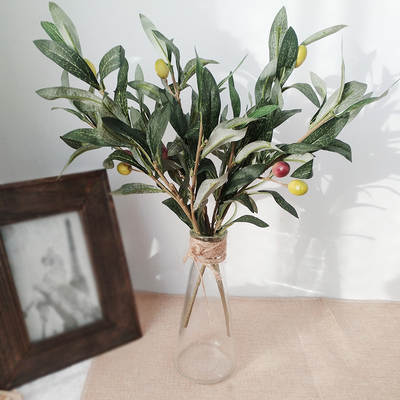 Simulation Olive Branch Green Artificial 3 Fork Olive Leaf Accessories Simulation Plant Wall Home Wedding Decoration Supplies