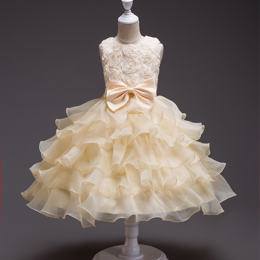 Amazon Hot Children's Wedding Dress Dress Big Children's dress Girl Flower Girl Rose Princess Dress in stock