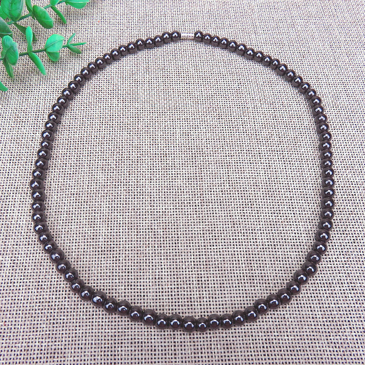 6mm round bead magnetic black stone necklace foreign trade e-commerce best selling trinkets magnetic therapy health care natural magnet necklace