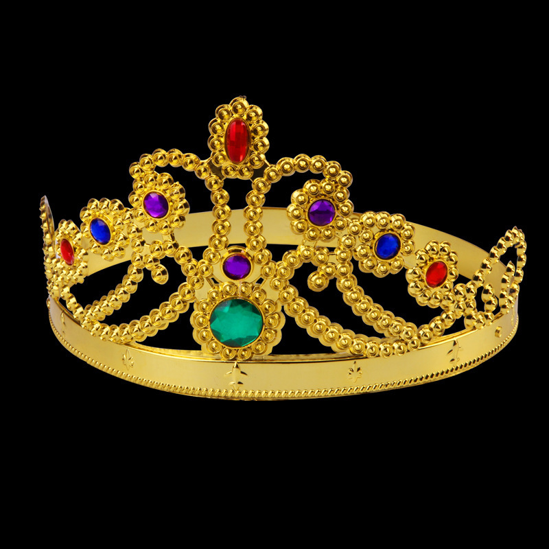 King Crown Halloween Kids Prom Dress Up Plated Plastic Crown Scepter Party Supplies Birthday Headwear Hat