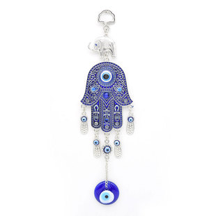 Turkey blue eyes home ornaments elephant palm hamsa eye glass wall pendant