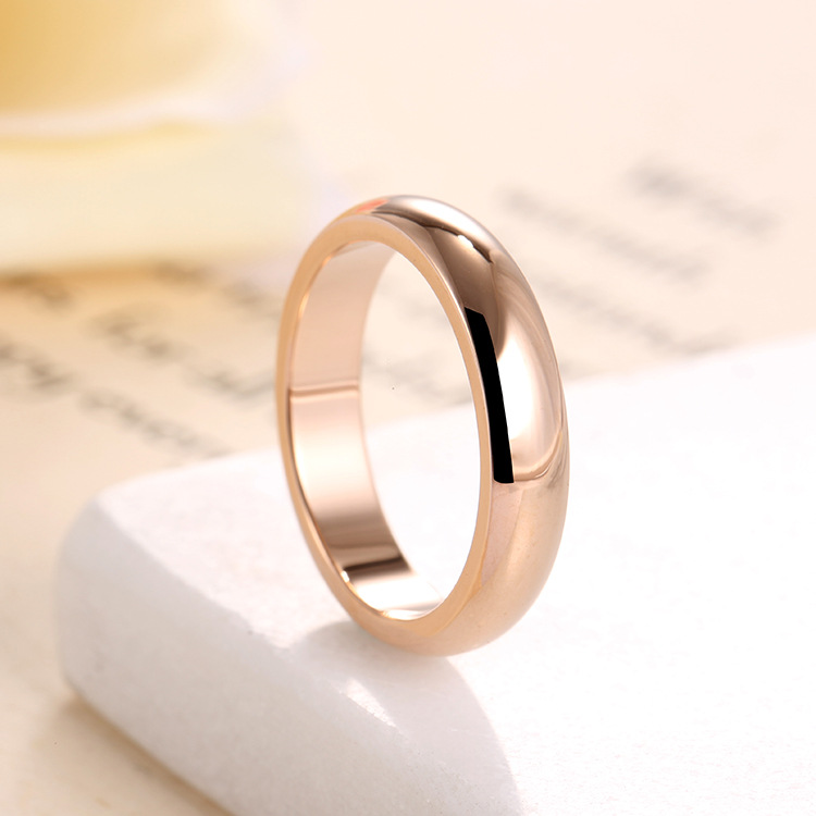 Cross-border New Stainless Steel Simple Plain Circle Wide Glossy Ring Rose Gold Titanium Steel Couple Ring Tail Ring