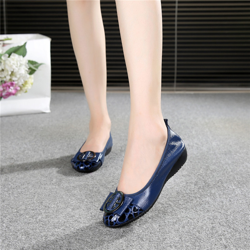 Spring and Autumn Cowhide Shoes Mother Shoes Soft Sole Women's Shoes Color Matching Shoes 1770