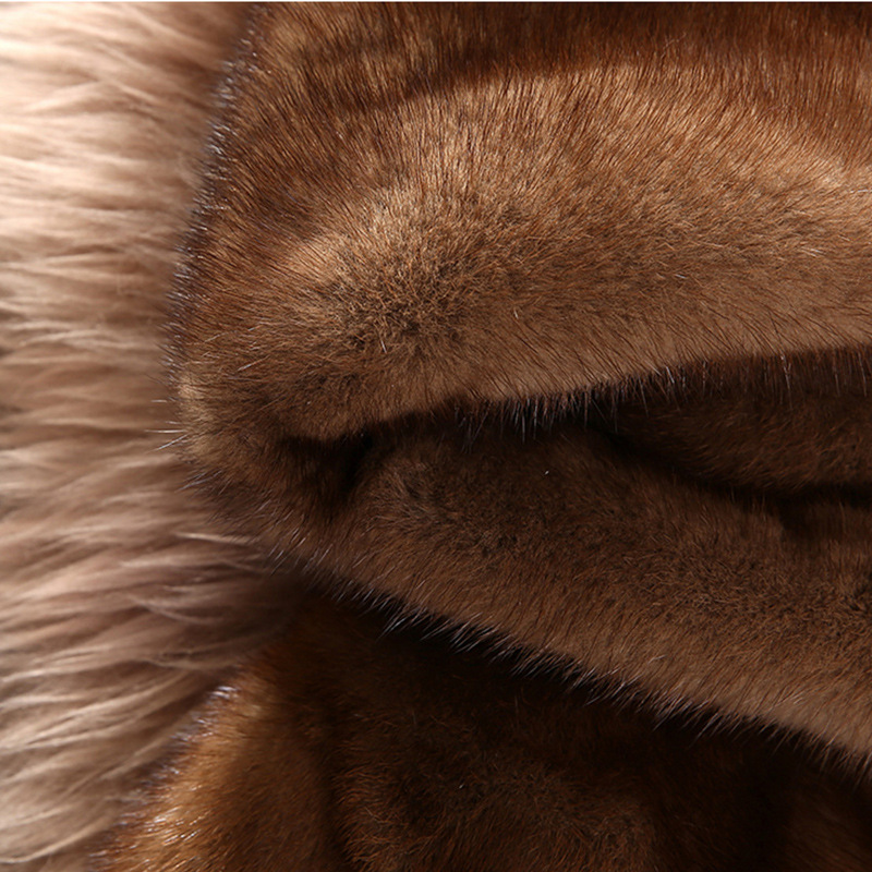 High imitation mink fur coat whole mink fur coat women's mink fur new mid-length winter warm with hooded fur