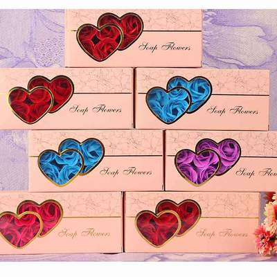 Wholesale 10 Double Heart Soap Flower Gift Box Wedding Housewarming Wedding Gift Festive Supplies Rose European Cross-border