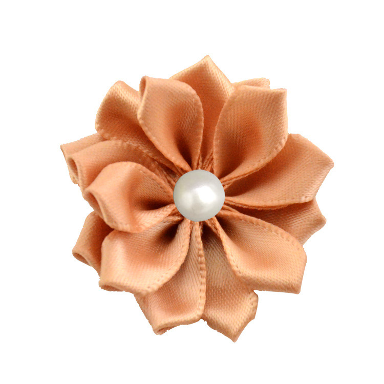 Hot Sale 4cm Hand-stitched Middle Sticky Pearl Pointed Lotus Flower Children's Headband Hairpin Accessories 23 Color