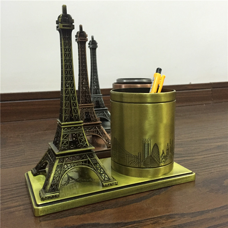 Paris Eiffel Tower Pen Holder Metal Crafts Office Ornaments Home Creative Decoration Business Gifts