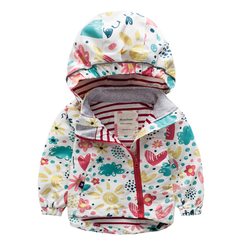 2022 Girl's Coat Spring and Autumn Waterproof Windbreaker Hooded Coat Reflective Strip Boy's Autumn Coat