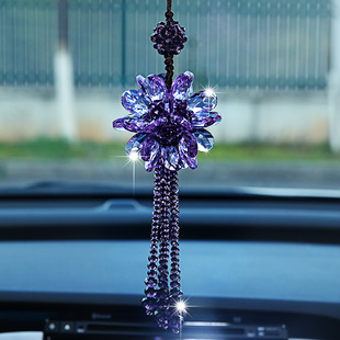 Pure handmade car pendant jewelry high-grade crystal decorations car interior pendant rearview mirror pink beauty