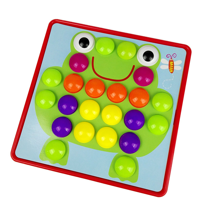 Large-grain button jigsaw puzzle mushroom nail originated from American early childhood Children's Enlightenment puzzle color matching combination toy