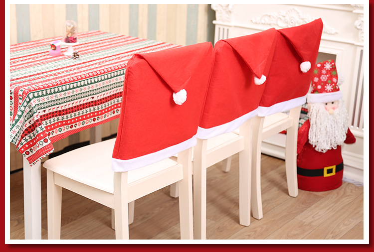 Christmas Red Non-woven Christmas Chair Set Christmas Table Decoration Christmas Hat Soft Feel_voghion.com