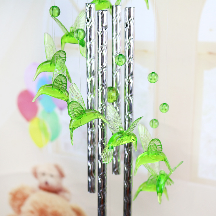 Exquisite imitation Crystal hummingbird small wind chime aluminum tube creative home children's room decoration personality room decoration