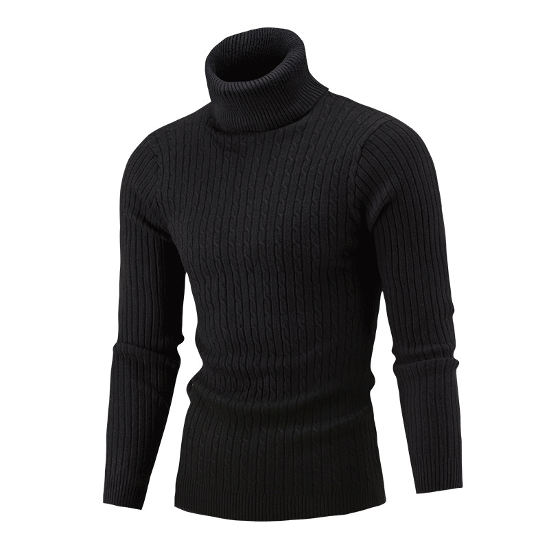 Men's 2021 foreign trade turtleneck sweater men's autumn and winter New High collar foreign trade casual fashion simple twist sweater
