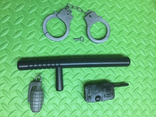 Police Cap Clothes Accessories Children Police Clothing Suit Plastic Accessories Baton Handcuffs Hand Ray Interphone Toy