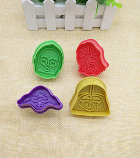 3D three-dimensional biscuit mold 4-piece Star Wars spring die DIY plastic biscuit cutting baking tools wholesale