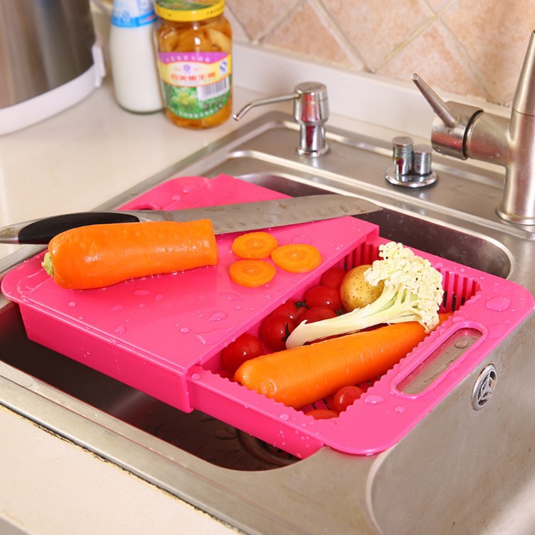 Factory supply practical sliding detachable cutting board multifunctional kitchen basket rack special promotion T