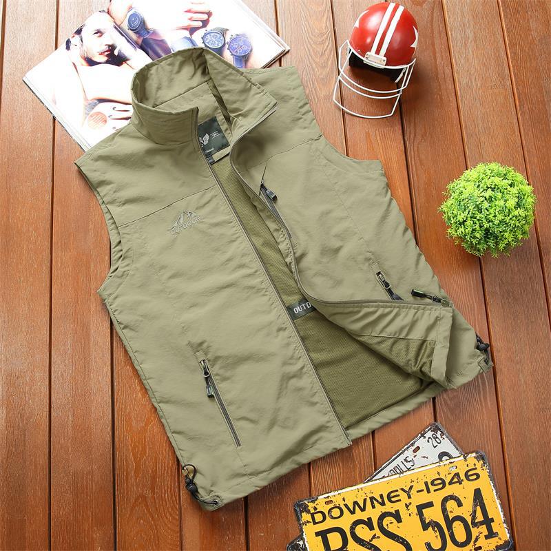 New Casual Loose Vest Stand Collar Vest Jacket Men's Large Size Travel Vest