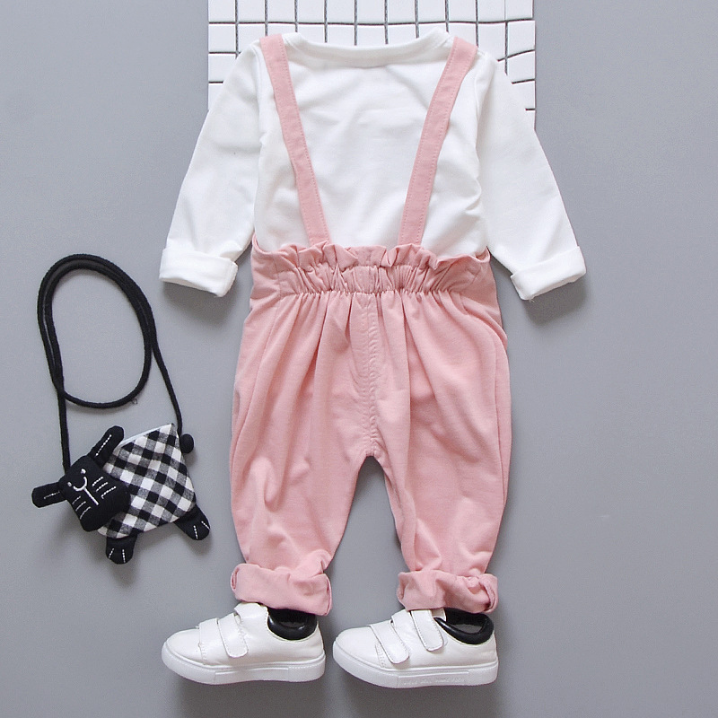 Children's Clothing Spring 2019 New Baby Cartoon Strap Two-piece Set 0-1-2-3-4 Years Old Set
