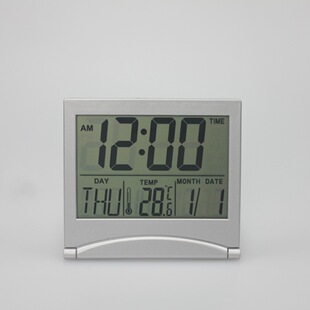Factory supply folding desktop electronic clock ultra-thin travel with date temperature alarm clock can be printed LOGO MT-033