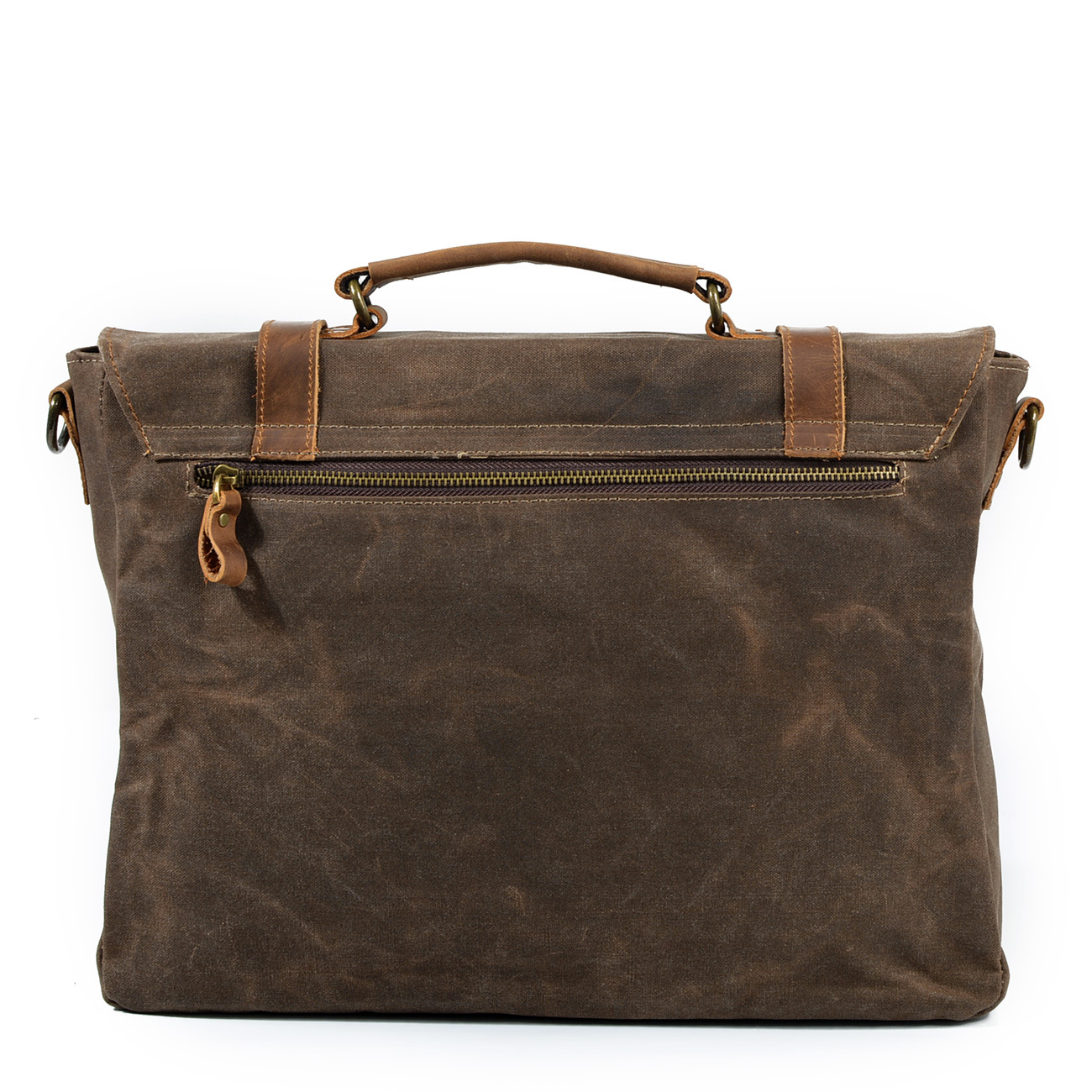 New Waterproof Oil Wax Canvas with Cowhide Briefcase European and American Men's Bag Retro Business Bag Shoulder Crossbody Handbag