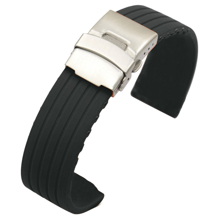 Amazon Hot Sale Universal Silicone Wheel Stripe Vertical Pattern Stainless Steel Buckle Rubber PU Color Strap 20mm