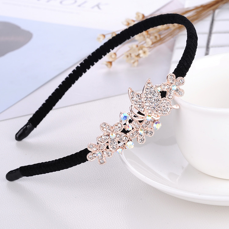 Best selling Korean version of rhinestone bow hairband ladies headwear non-slip flannel headband hairpin manufacturers wholesale